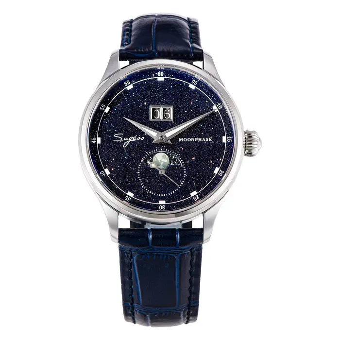 Sugess montre pour hommes édition limitée phase de lune boîtier en acier inoxydable 316L Tianjin ST2