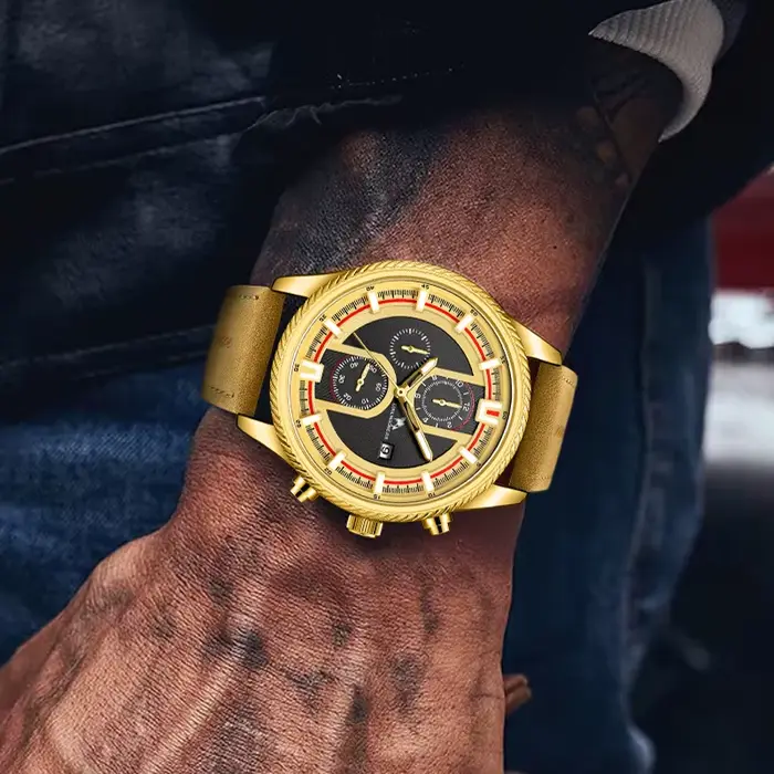 Montre mécanique automatique pour homme avec boîtier en acier de 44 mm de diamètre et 17 mm d'épaiss