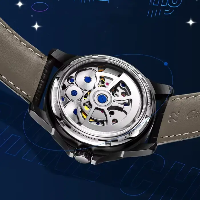 Montre mécanique double tourbillon automatique étanche 3 bars avec logo personnalisé, nouvelle collection 2026, la plus vendue, mode sport, phase de lune