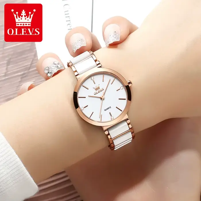 Montre-bracelet de luxe en or rose pour femme