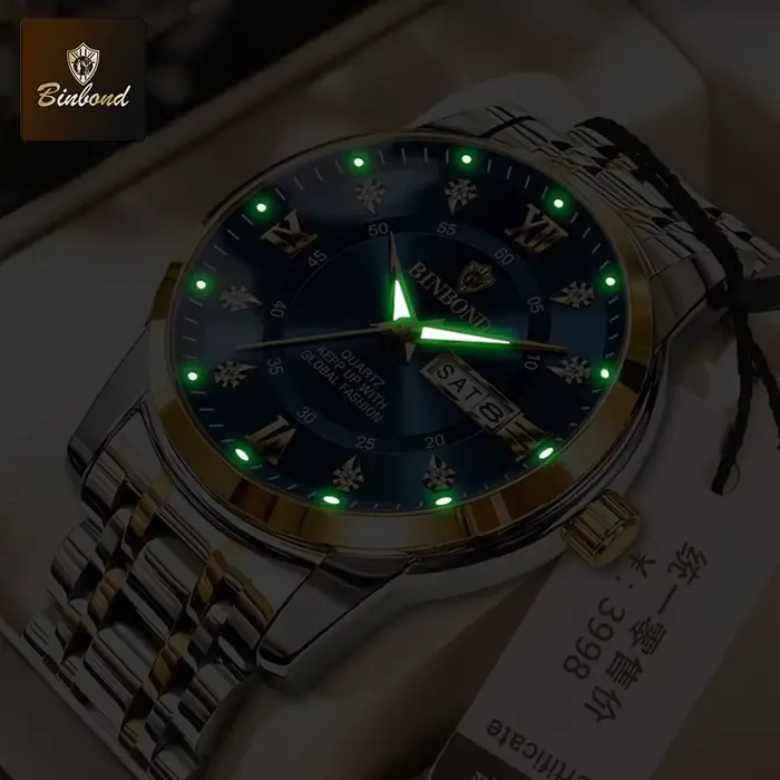 BINBOND Top marque de luxe montre de mode hommes 3ATM étanche Date horloge Sport montres