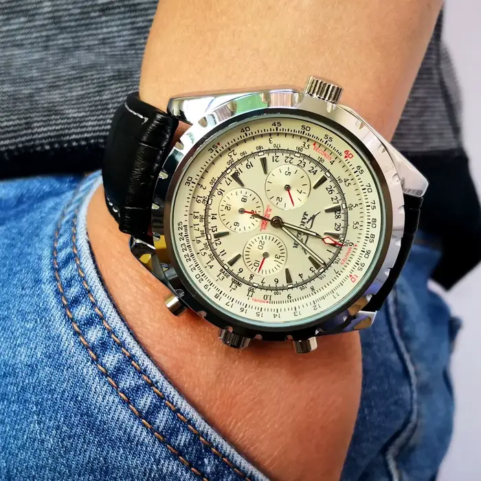 Montre Jaragar homme automatique avec tourbillon et calendrier complet pour affaires et détente