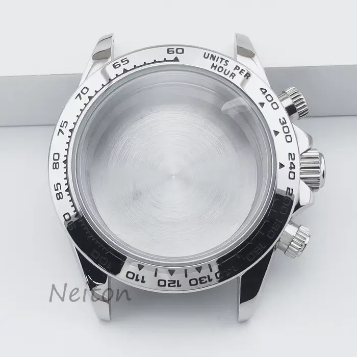 NEITON VK63 39mm boîtier de montre argent/or avec bracelet solide en acier inoxydable pour montres V