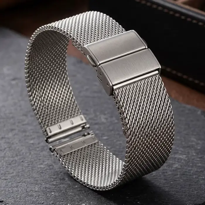 Bracelet de montre en maille milanaise 16 18 20 22 mm avec fermoir double-poussoir