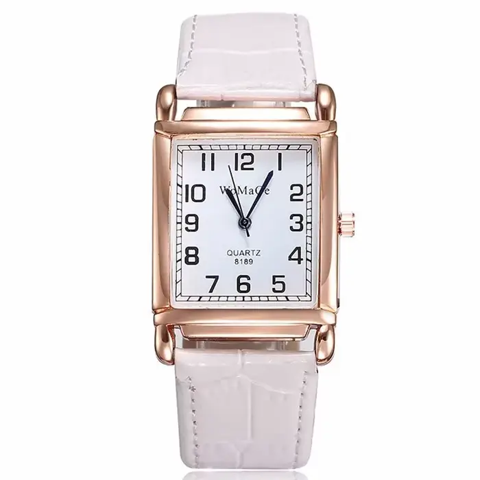 Montre à quartz avec bracelet en cuir pour femme, mouvement, montre-bracelet, cadran carré simple, m