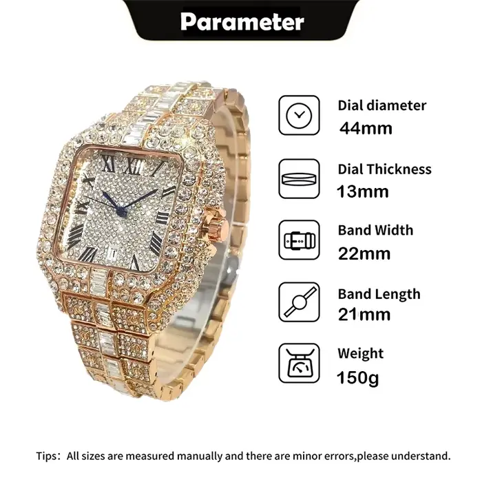 UNIGUET montre de mode pour hommes de luxe Rose carré glacé