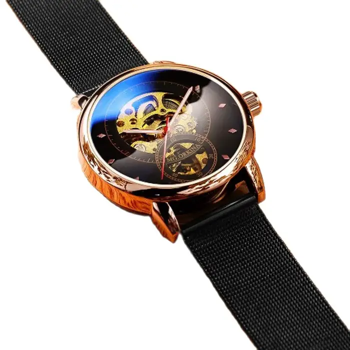 ORKINA montres mécaniques pour hommes boîtier en or Rose mode cadran creux montres-bracelets automatiques à remontage automatique bracelet en acier inoxydable MG083