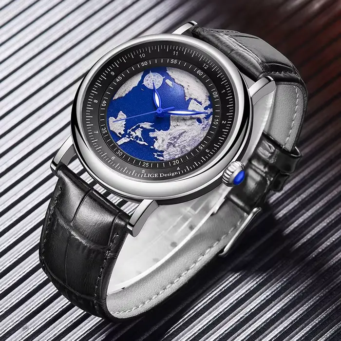 Montre à Quartz Tendance Homme Résistante à L'eau Avec Bracelet en Cuir Occasions Spéciales