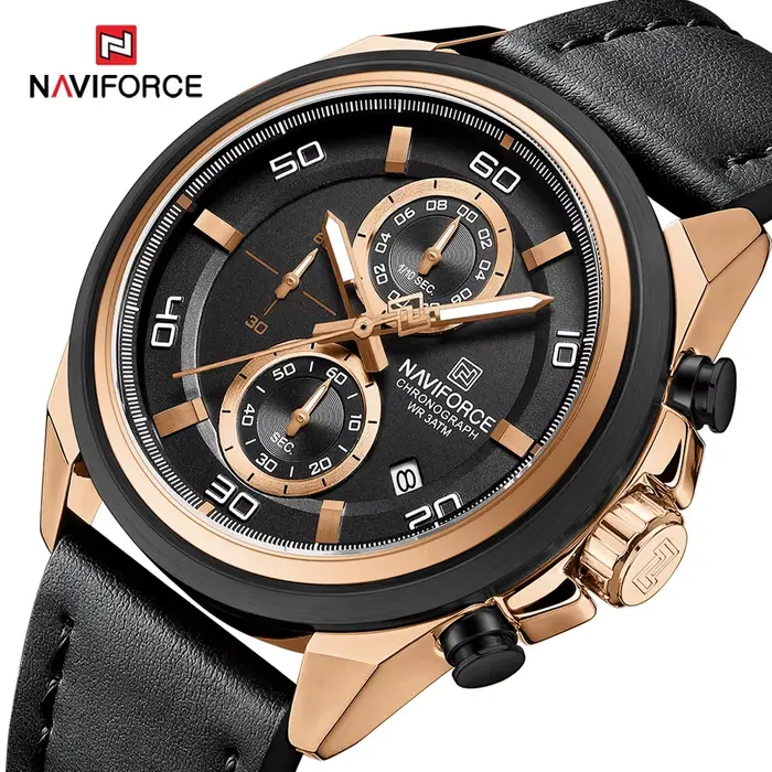 NAVIFORCE montres étanches pour hommes marque originale de luxe en cuir