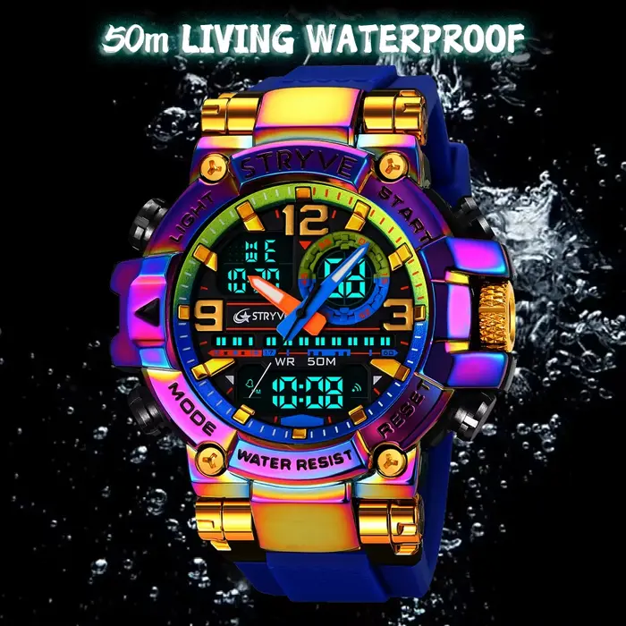 Montre STRYVE S8025 Sport Chronographique Quartz avec Calendrier Complet et Fonctionnalités Multiples Occasions Spéciales Homme
