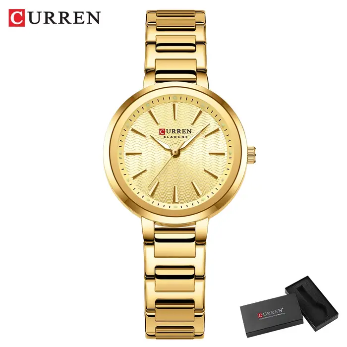 CURREN marque Simple mode dames montre avec cadran ondulé d'eau montre élégante pour les femmes + bo