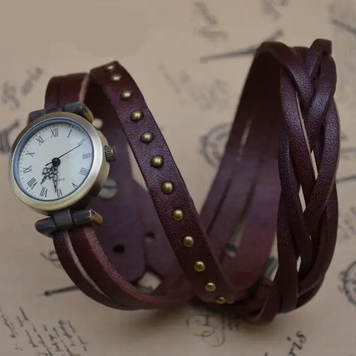 Shsby nouveau Roma Vintage peau de vache spirale plaie bracelet chiffres romains tissage tresse montre femmes