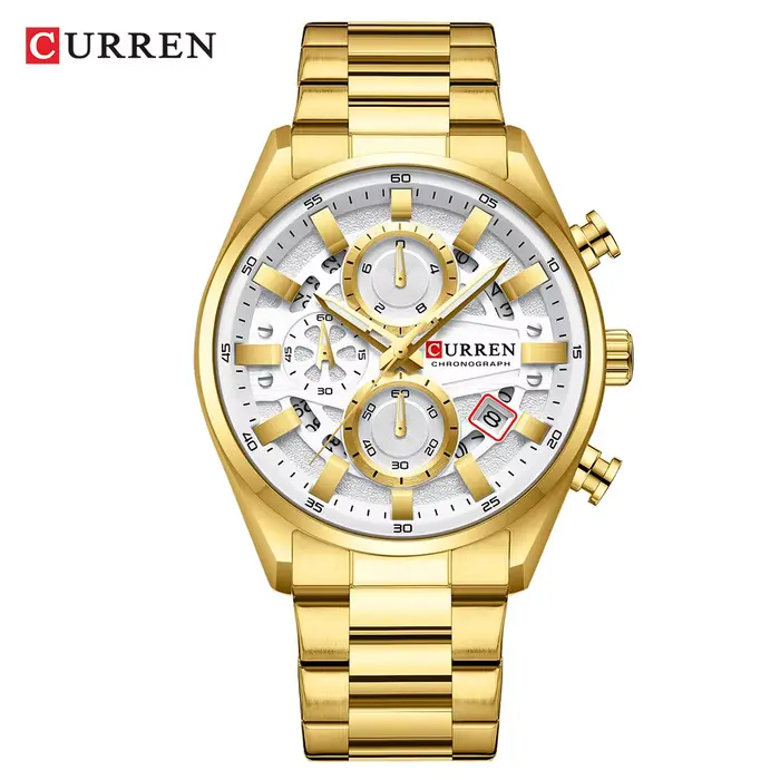Montre chronographe CURREN pour homme, montre-bracelet sport pour homme, design tendance, cadran ave