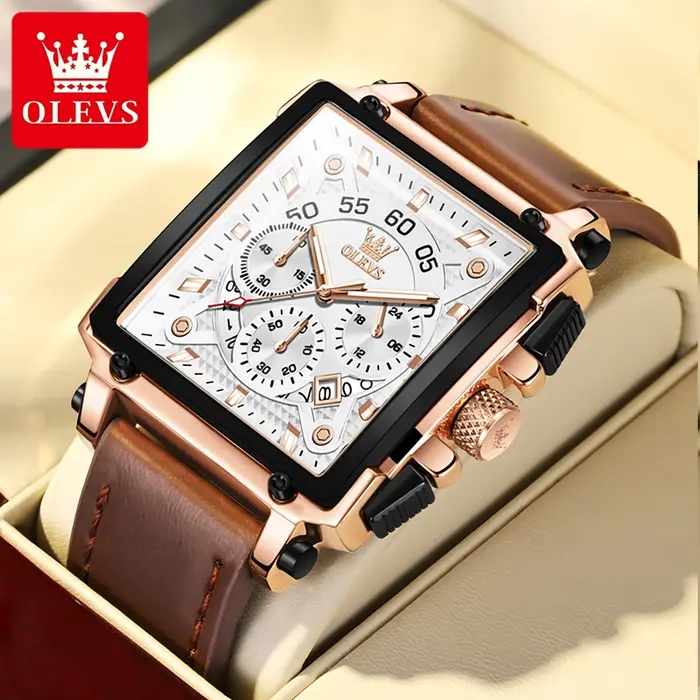 OLEVS 9919 meilleure vente montres à Quartz originales pour hommes bracelet en cuir chronographe Date automatique