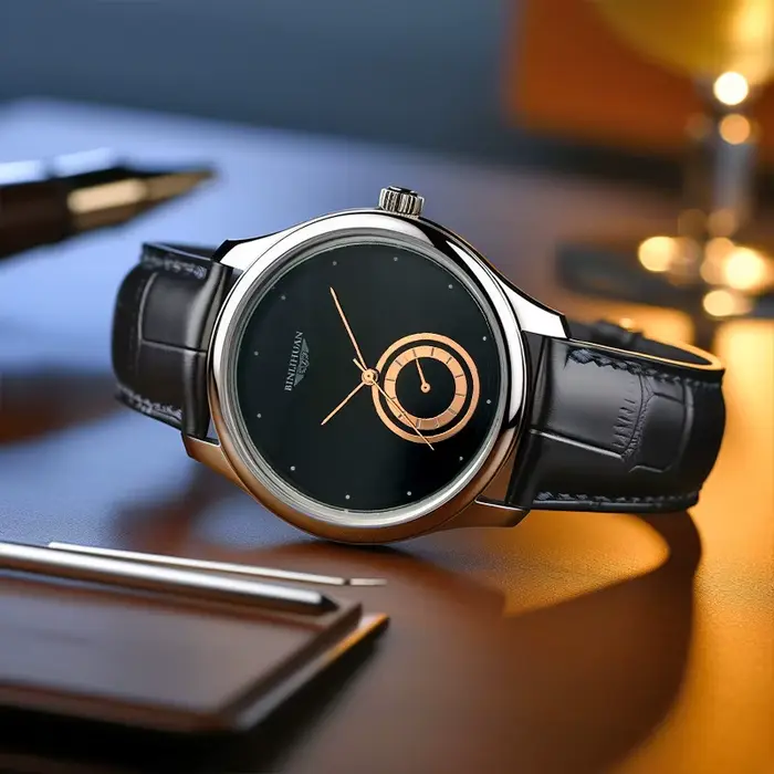 Montre à quartz homme élégante décontractée avec bracelet en cuir pour occasions spéciales et quotidienne