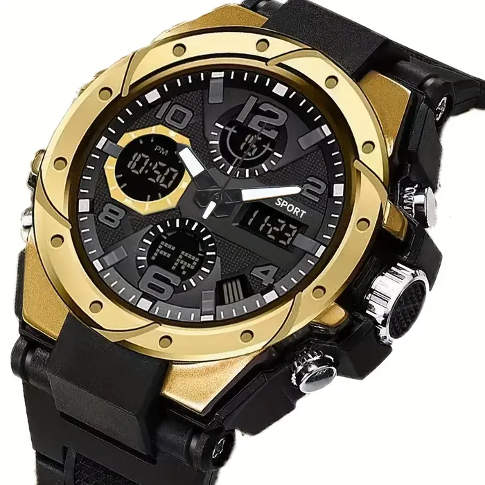 Montre de sport robuste à double affichage multifonctionnelle avec chronographe et alarme pour homme occasions spéciales activités sportives et professionnelles