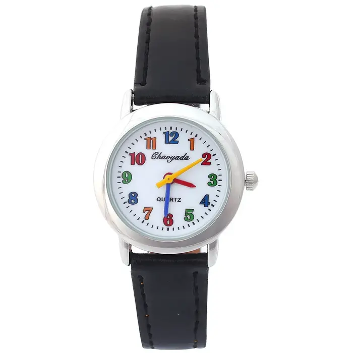 Montre en cuir à cadran coloré pour enfants adolescents filles garçons occasionnels spéciales