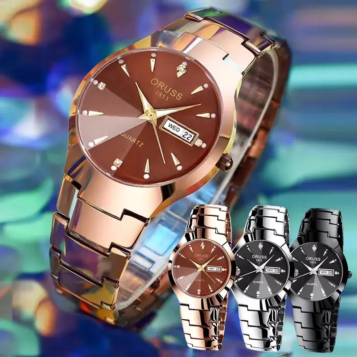 Montre-bracelet à quartz étanche en acier inoxydable pour homme