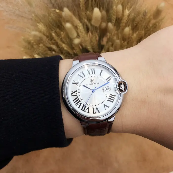 Pablo Raez Couple montre pour hommes femmes Reloj Mujer homme montre-bracelet à Quartz mâle mode bracelet en cuir dames chiffres romains horloge