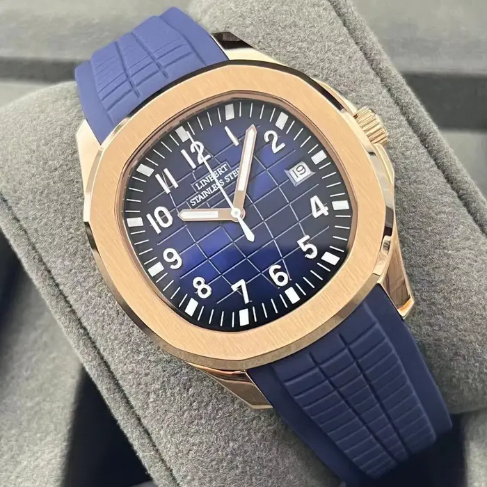 Montre pour hommes mécanique entièrement automatique en or Rose véritable marque de luxe en acier lumineux étanche
