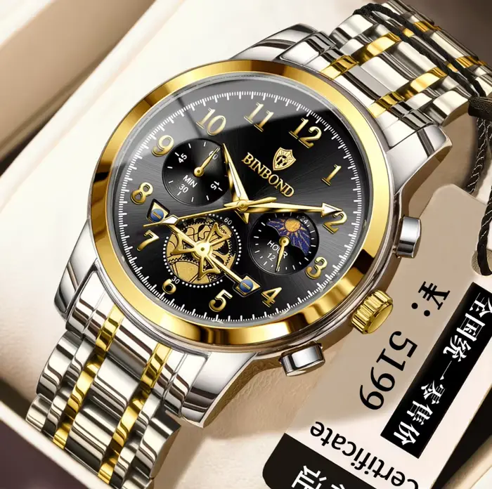 Montre de luxe homme chronographe lumineuse résistante à l'eau pour hommes quartz précise robuste occasions spéciales