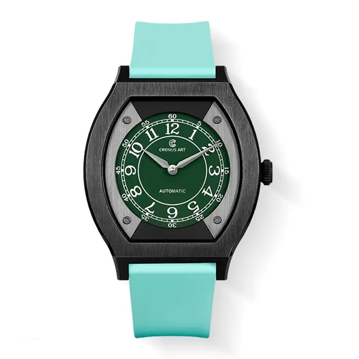 CRONUSART hommes montre automatique 41mm titane Tonneau mécanique montre-bracelet lumineux FKM bracelet en caoutchouc fluoré Micro Rotor