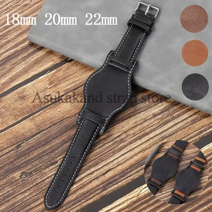 18mm 20mm 22mm Bracelet de montre en cuir véritable pour Seiko pour Omega pour citoyen
