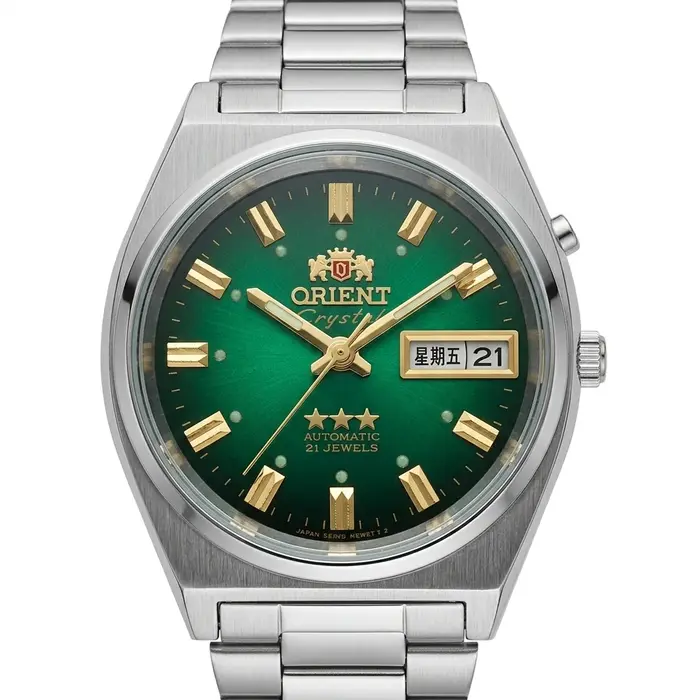 Montre-bracelet Orient Classic automatique résistante à l'eau pour hommes et femmes avec affichage jour-date et bracelet en acier inoxydable