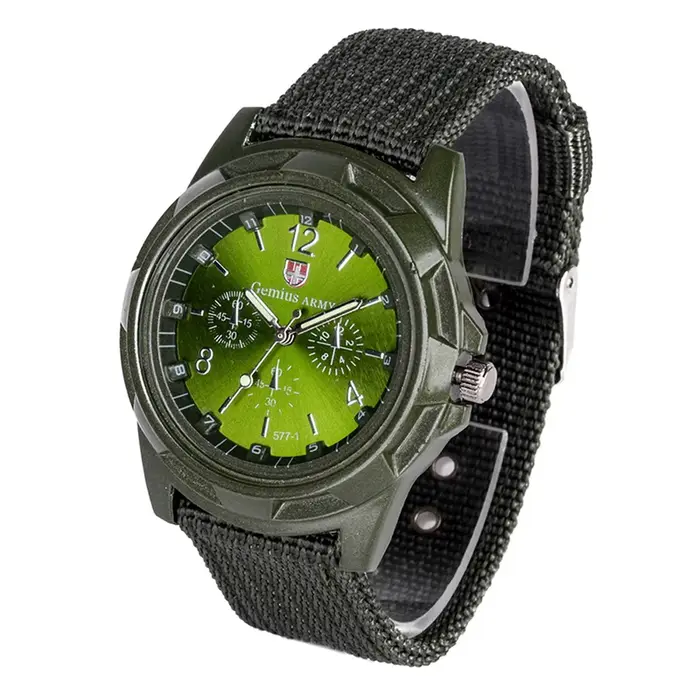 Bracelet en nylon montre à quartz hommes robuste résistant aux chocs pour activités sportives et quotidienne