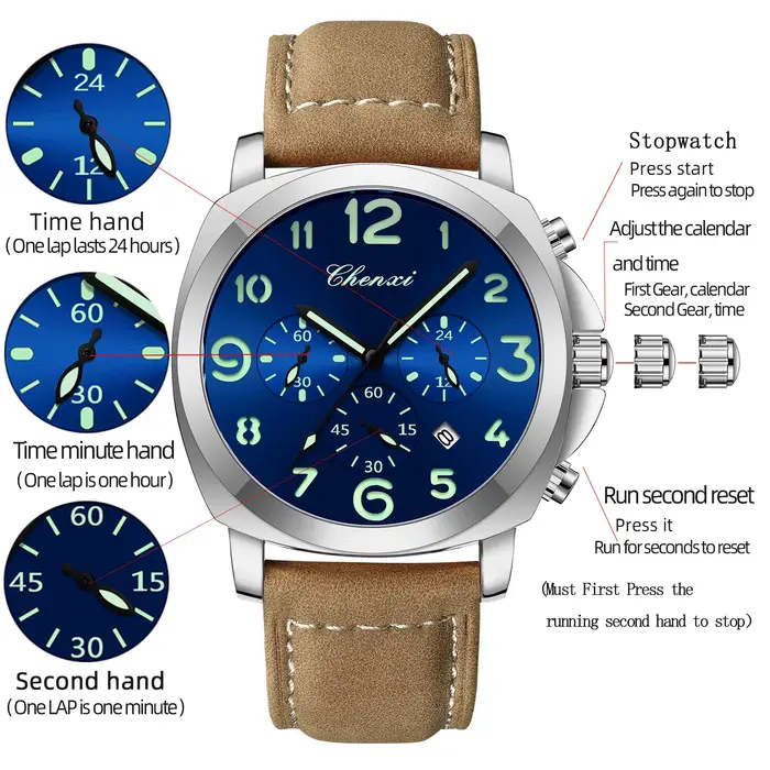 CHENXI 2025 Nouvelle Montre Homme de Luxe en Cuir Tendance Décontractée