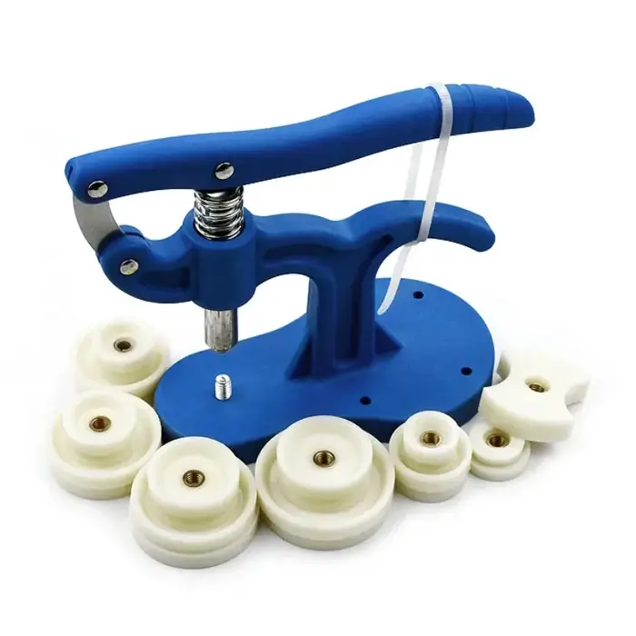 Outil de pression pour la réparation de montres, outil de fermeture de fond de boîtier, outils d'horloger, outils manuels pour verre de montre avec 12 matrices en plastique, accessoire