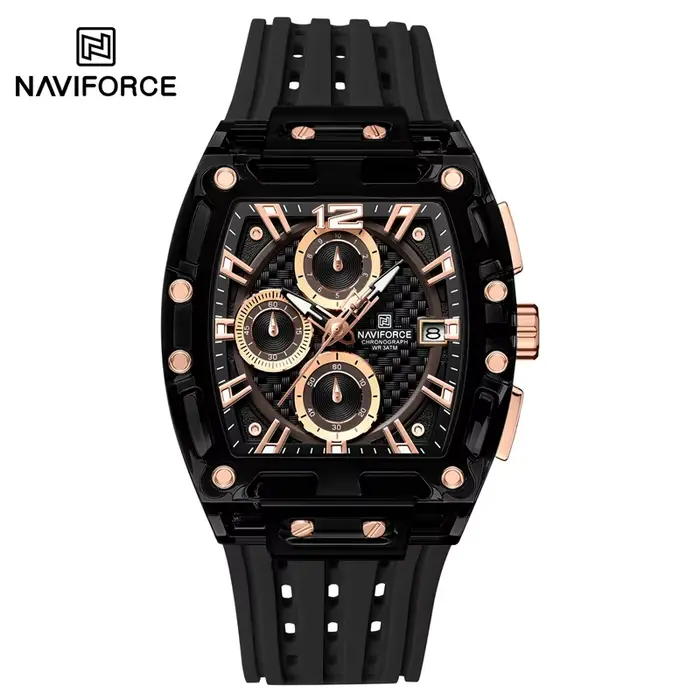 NAVIFORCE 7105 mode chronographe multi fonctionnel montre à Quartz Sport 5ATM étanche Silicone