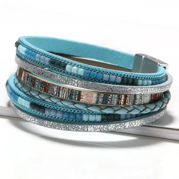Bracelet en cuir multicouche confortable