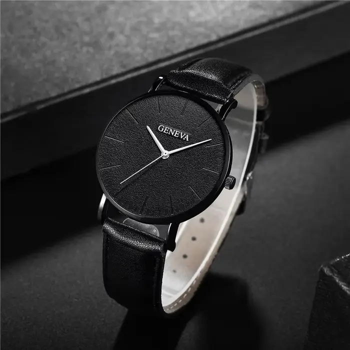 Nouveaux hommes montre de luxe Bracelet ensemble mode affaires en cuir marron montres à Quartz