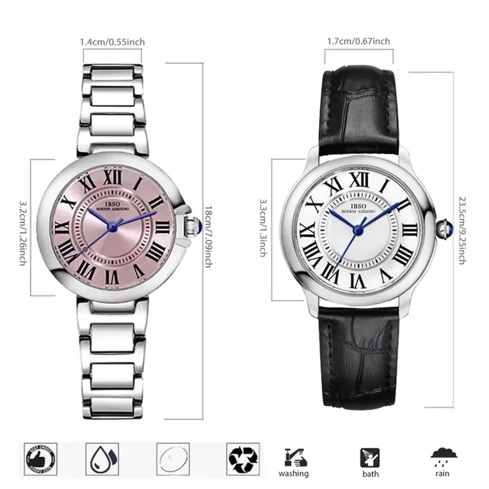 Montres-bracelets étanches en acier inoxydable rose pour femmes