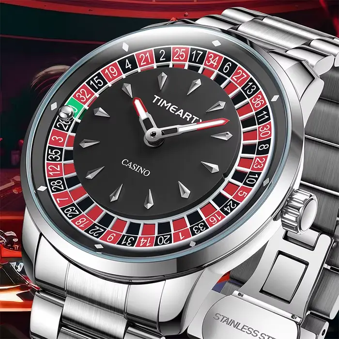 Montre TIMEARTX en acier inoxydable avec affichage numérique pour hommes occassions spéciales et quotidienne poker parties plongée résistante à l'eau