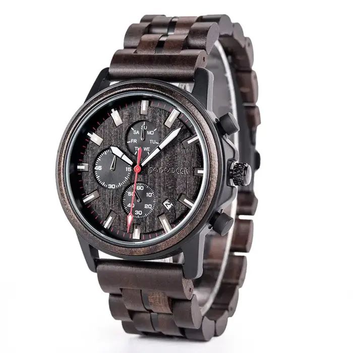DODO DEER montres pour hommes chronomètre à Quartz mâle chronographe en bois montre-bracelet affichage de la Date montres meilleure vente OEM