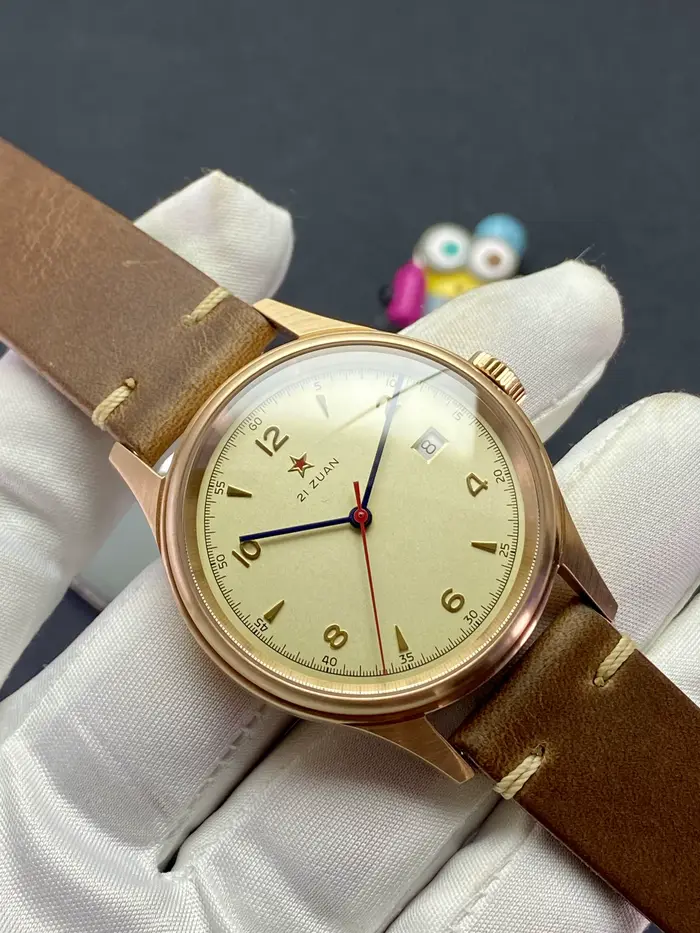 Montre Pilote Vintage en Bronze Automatique avec Mouvement Seagull 2824 Bracelet en Cuir Occasions Spéciales Hommes