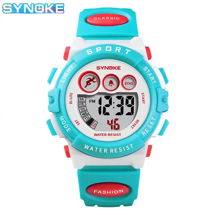 SYNOKE-Montres de sport électroniques colorées pour enfants, montre numérique étanche pour garçons e