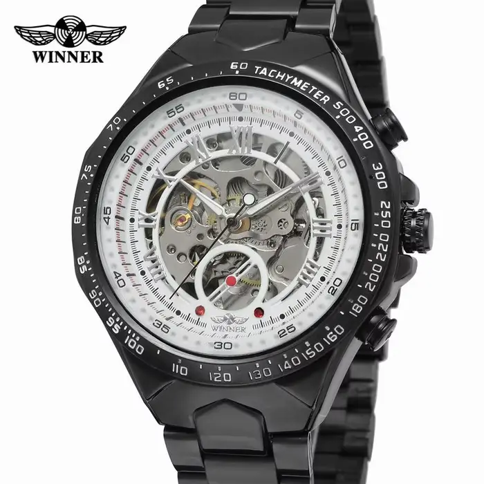 Nouvelle marque de luxe classique montre squelette en or pour hommes montres mécaniques bracelet en acier inoxydable