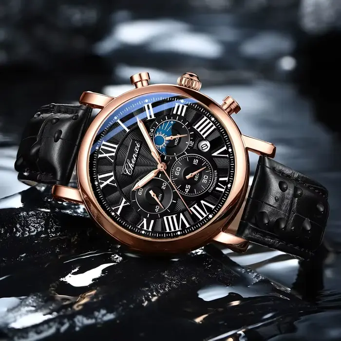 CHENXI 973 hommes montre à Quartz mode affaires Phase de lune Date multifonctionnel chronographe bra