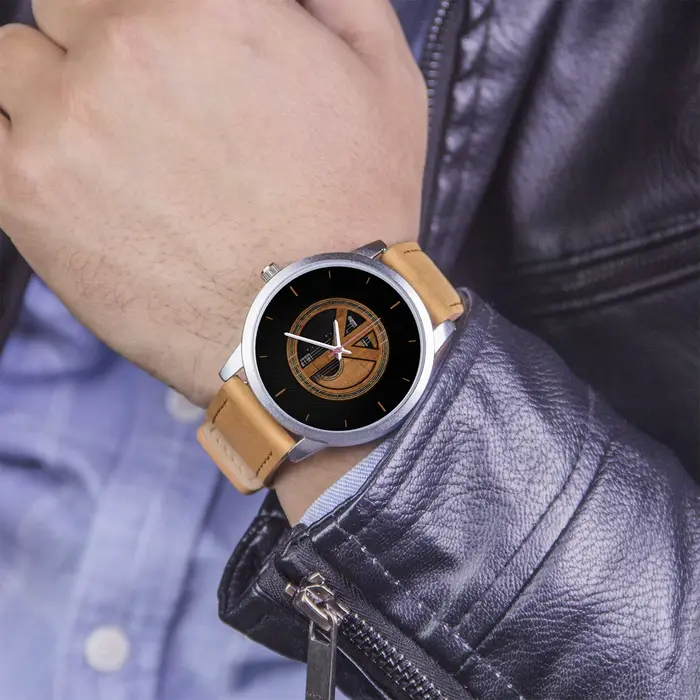 Montre à quartz originale avec bracelet en cuir véritable pour homme, insolite, cadeau pour papa, occassions spéciales