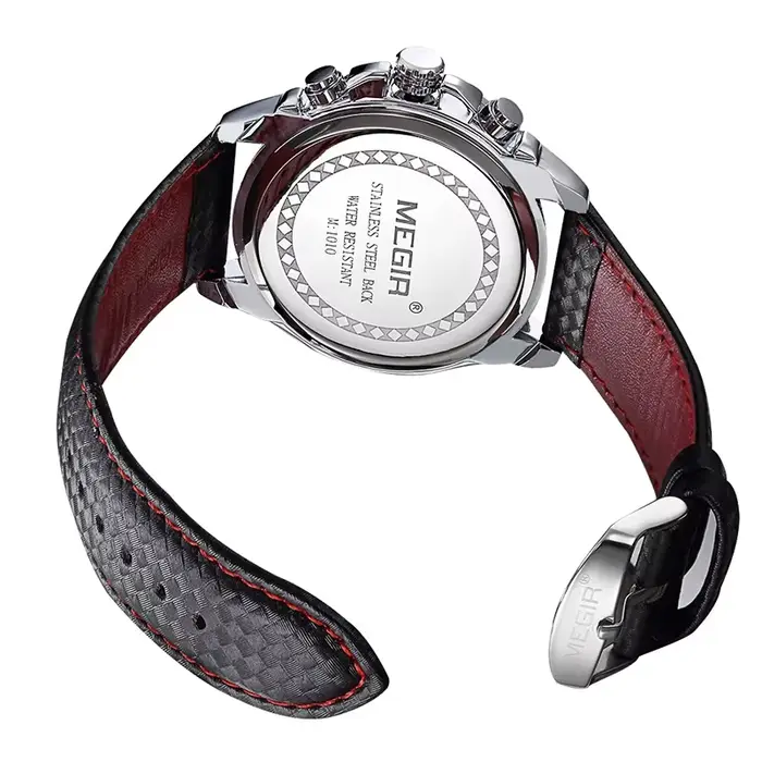 MEGIR mode homme Quartz analogique montre-bracelet marque étanche luxe en cuir montres pour hommes décontracté noir montre mâle 1010