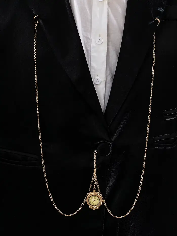 1 montre de poche classique vintage de style mécanique avec une chaîne