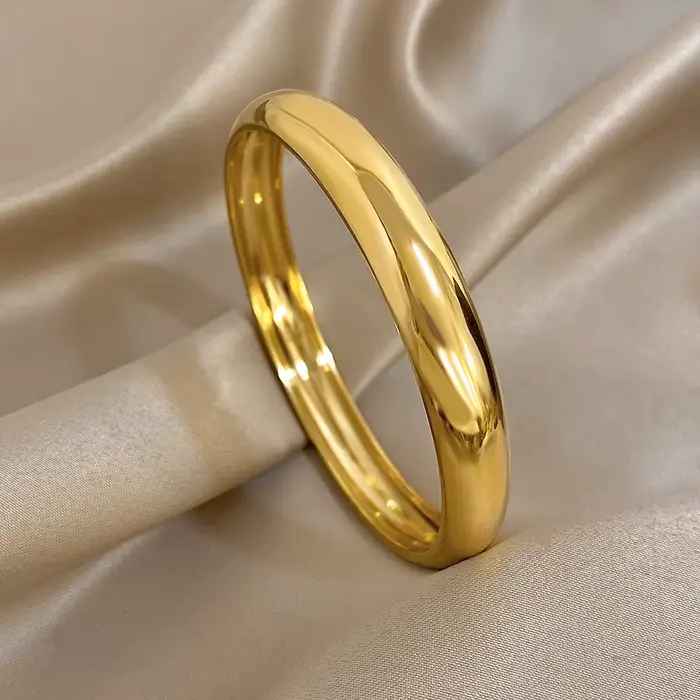 Bracelet en acier inoxydable plaqué or brillant pour femmes et hommes, taille 10 15 30mm, manchette 