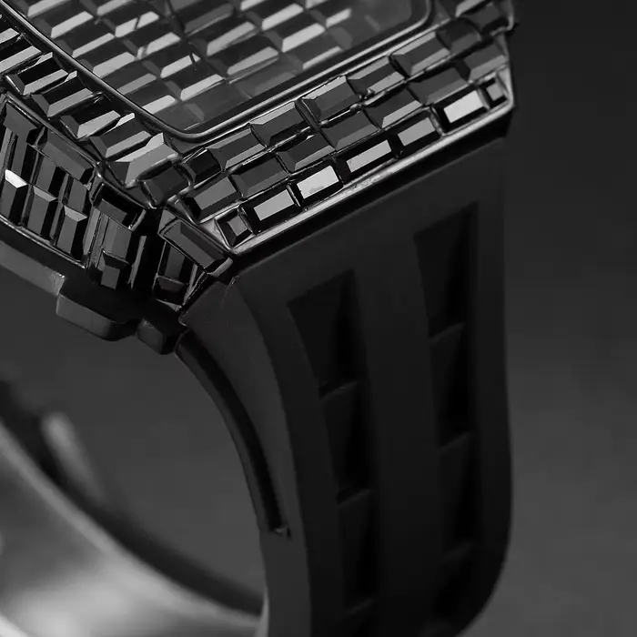 Montre-Bracelet Rectangulaire Noire pour Homme