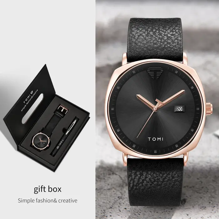 TOMI nouveau 2 pièces de luxe hommes d'affaires montre coffret cadeau Simple et décontracté