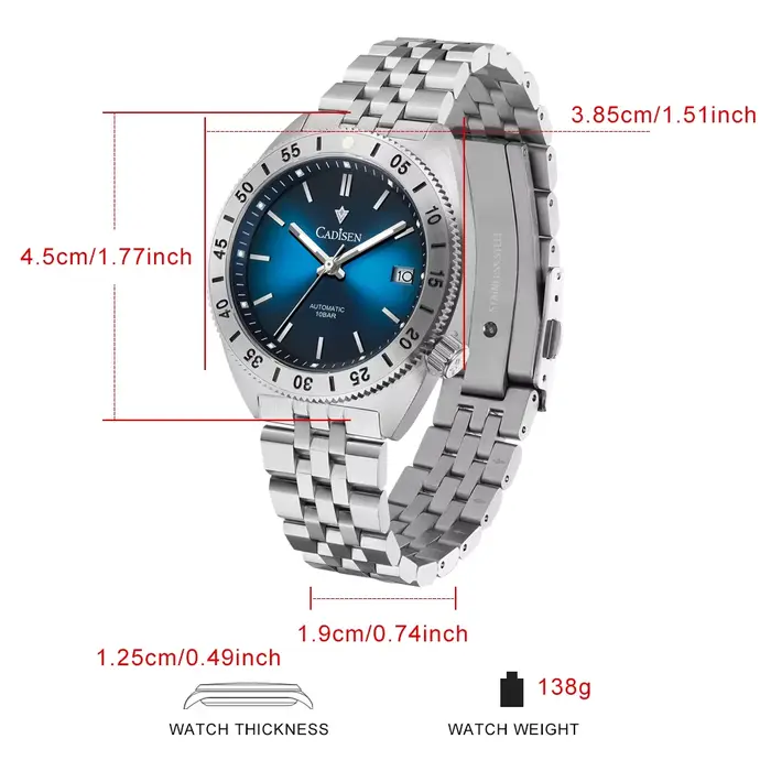 Cadisen-Montre-bracelet mécanique automatique pour homme