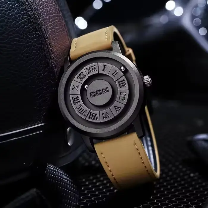 DOM 1345 montre pour hommes classique Quartz mode personnalisé créatif boule magnétique cadran rotatif étanche