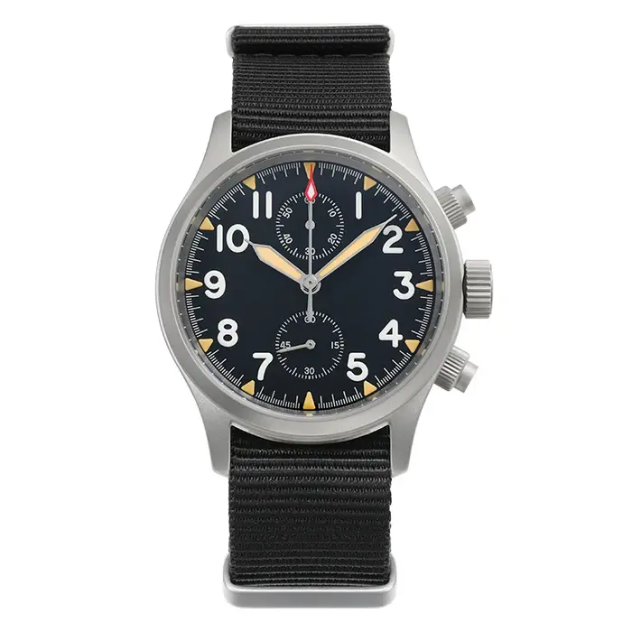 Montre Militario ML1868KF Rétro Chronographe en Acier Inoxydable Bracelet Nylon pour Hommes Occasions Spéciales